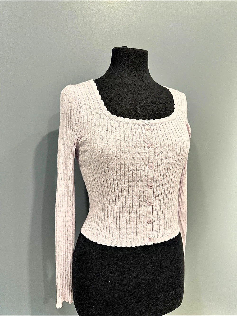 Willow & Wind Ribbed Button Front Cardigan in Pink Size Medium